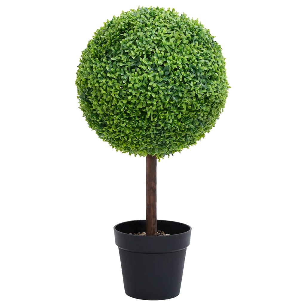 vidaXL Artificial Topiary Tree Faux Boxwood Ball with Pot Fake Plant Green 28"