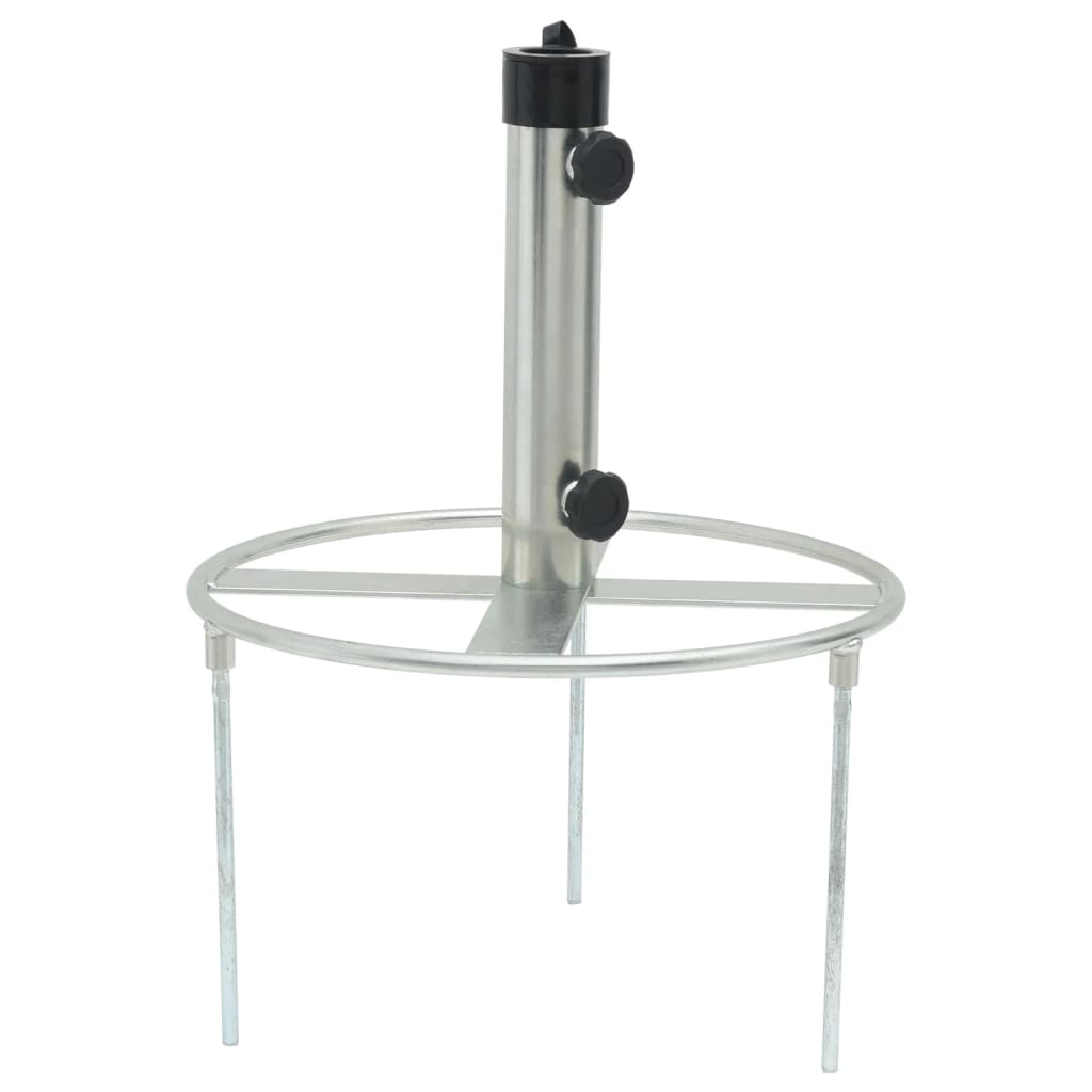 vidaXL Parasol Base with Ground Spikes for Ø1.5"/1.9" Silver Steel