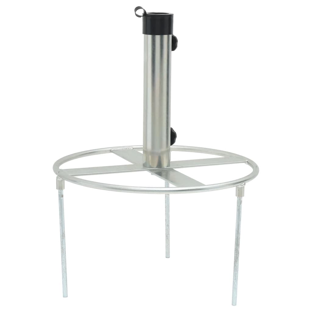 vidaXL Parasol Base with Ground Spikes for Ø1.5"/1.9" Silver Steel