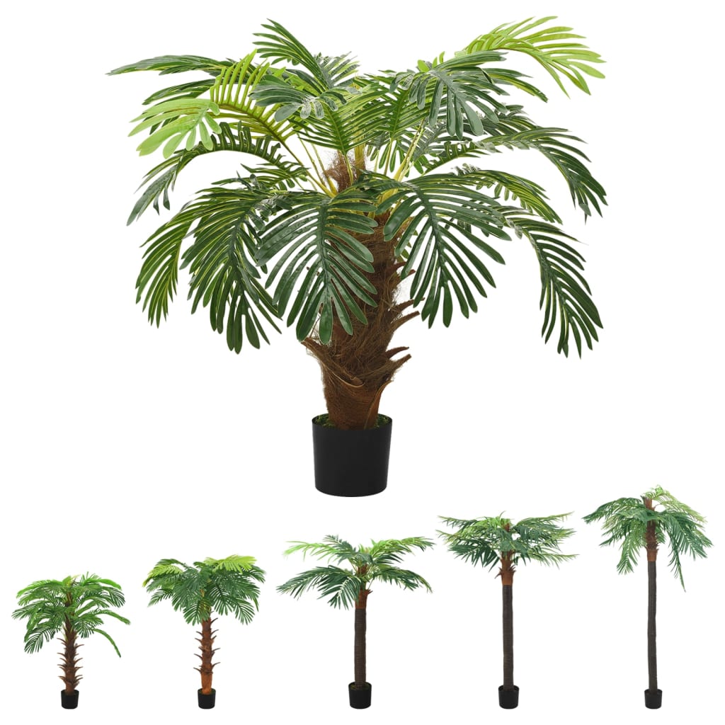 vidaXL Artificial Tree Cycas Lifelike Tropical Palm Tree with Pot 35.4" Green