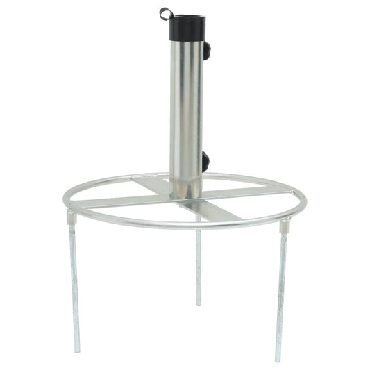 vidaXL Parasol Base with Ground Spikes for Ø1.5"/1.9" Silver Steel