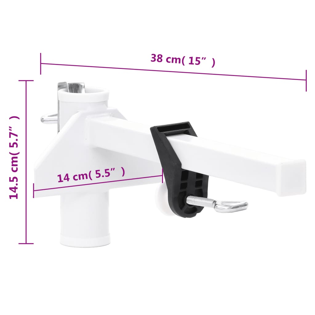 vidaXL Umbrella Clamp for Balcony White 1.5" Steel